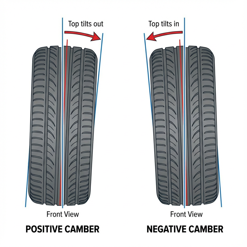 Diagram showing positive and negative camber alignment angles